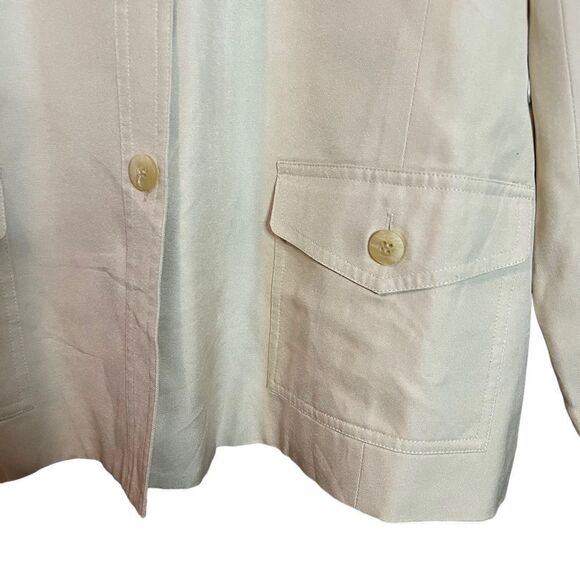 Talbots 100% silk beige button up shirt coat - Picture 2 of 12